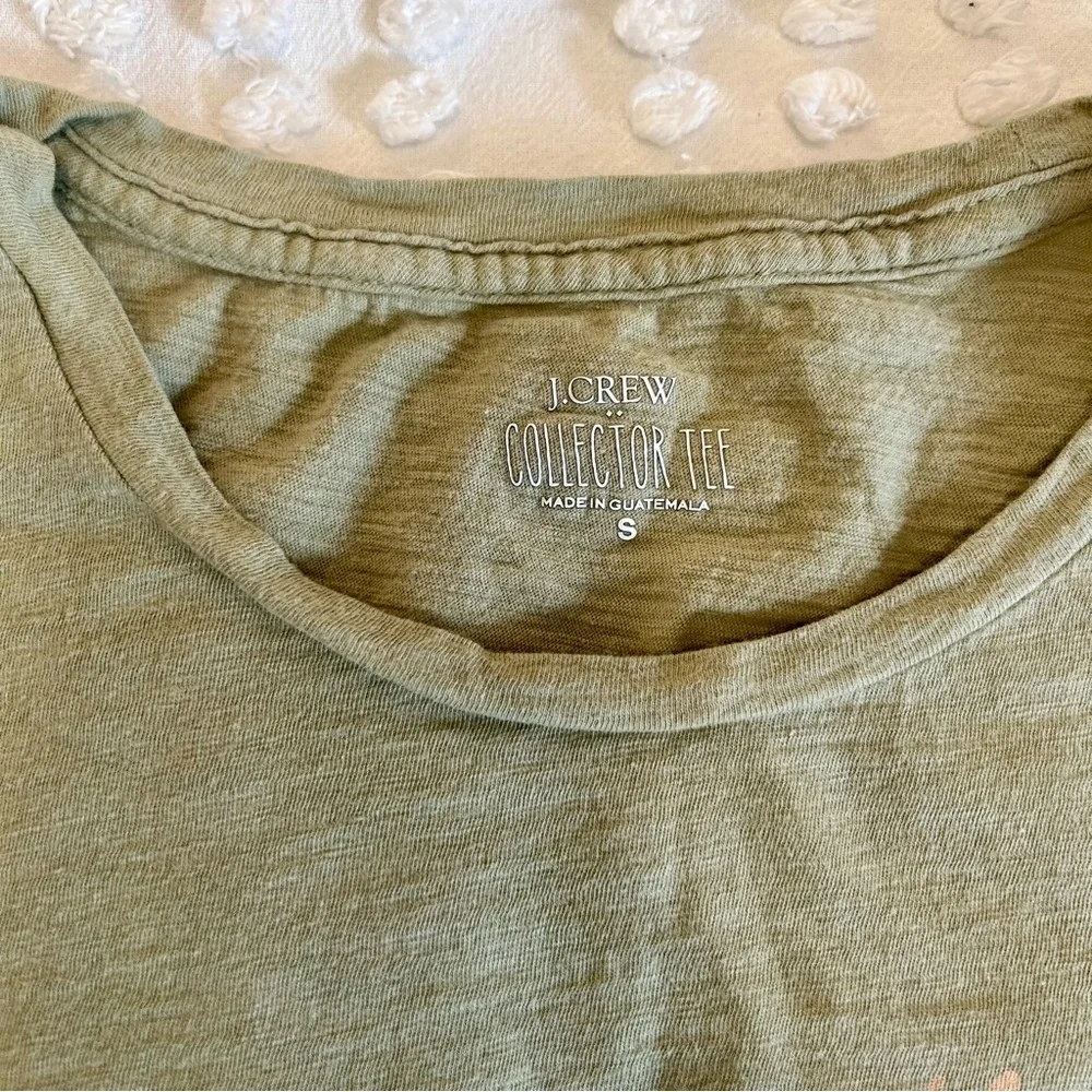 J. Crew Women’s Light Olive Green 100% Cotton Collector Tee Bicycle S - Picture 2 of 8